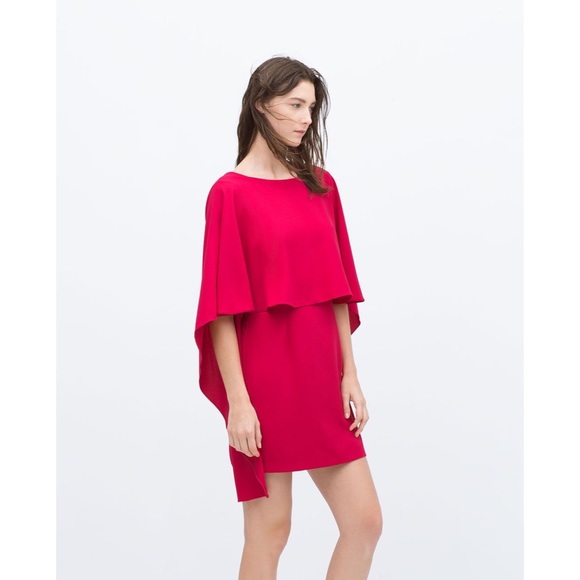 Magenta Pink Low Back Cape Dress